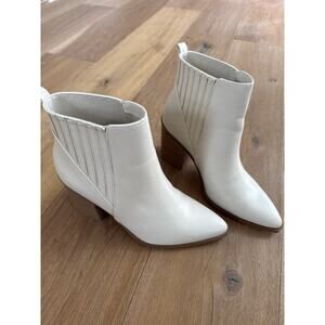 Soda Faux Leather Cream Ankle Booties